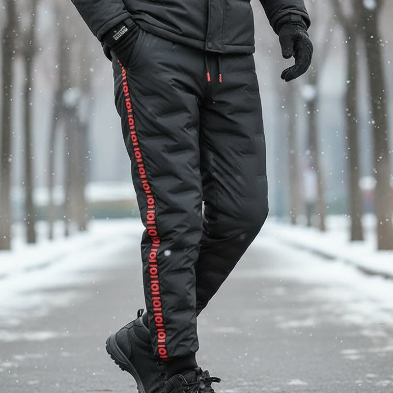 A pair of Arenzza men's thickened windproof warm trousers with a relaxed fit, suitable for cold weather.