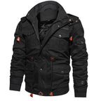 Men's winter cotton driver jacket with drawstring details, military-inspired style, in classic navy color by Arenzza.