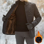 Men's casual warm coat by Arenzza, shown in dark fabric, with a front zipper and collar, suitable for cold weather outdoor wear.