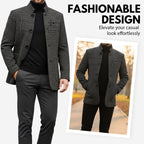 Men's casual warm coat by Arenzza, shown in a stylish, insulated design perfect for cold weather, with a front zipper and collar.