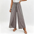Women's Arenzza smocked waist wide-leg pants with slit, flowing fabric and stylish design, perfect for casual or dressy wear