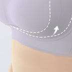 A women's Arenzza seamless wireless plus-size bra with supportive design in soft fabric, showing the smooth fit and wide straps.