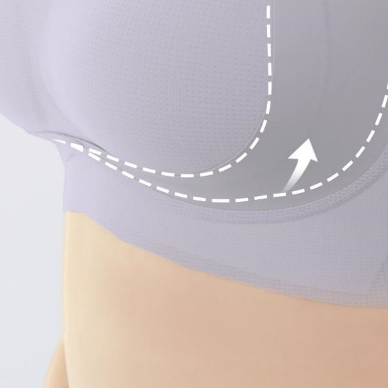 A women's Arenzza seamless wireless plus-size bra with supportive design in soft fabric, showing the smooth fit and wide straps.