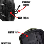 A black Arenzza magnetic waterproof bag with durable material, designed for clothing and accessories, featuring a secure magnetic closure.