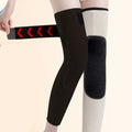 A pair of Arenzza winter seamless knee warmers with pockets, shown lying flat, made of soft, stretchy fabric for cold weather.