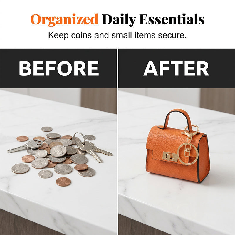 Arenzza mini keychain coin purse in vibrant color with zipper closure, attached to a keyring for easy carrying.