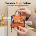 Arenzza mini keychain coin purse in colorful fabric with zipper closure, attached to a keyring for easy carrying.