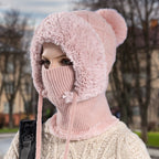 Arenzza stylish chunky winter knit hat with warm face cover and scarf, perfect for cold weather comfort and cozy winter fashion.