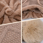 Aarenza stylish chunky winter knit hat with warm face cover and matching scarf, perfect for cold weather accessories.