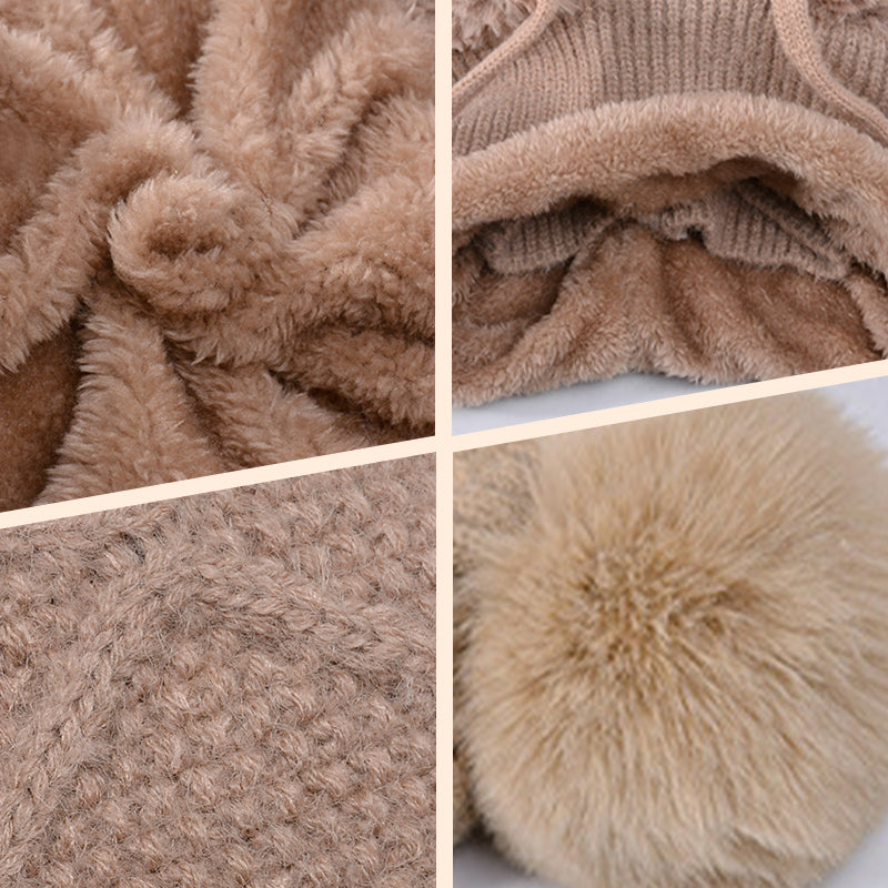 Aarenza stylish chunky winter knit hat with warm face cover and matching scarf, perfect for cold weather accessories.