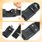 Arenzza tactical belt with quick release metal buckle, black nylon strap, and sturdy metal clasp for outdoor and tactical use.