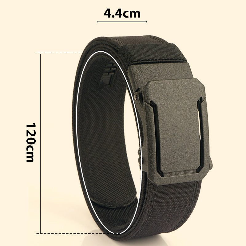Arenzza tactical belt with quick-release metal buckle, sturdy black belt for outdoor and tactical clothing accessories.