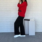 Aarenza women's casual color block two-piece set featuring a short-sleeve top and matching pants in vibrant colors.