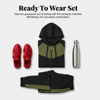 Women's Arenzza 2-piece color-block tracksuit set with a fitted jacket and matching pants, casual athletic clothing.