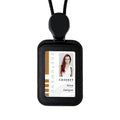 Arenzza retractable ID badge holder with lanyard, clear plastic case for holding ID cards, attached to a blue fabric lanyard.