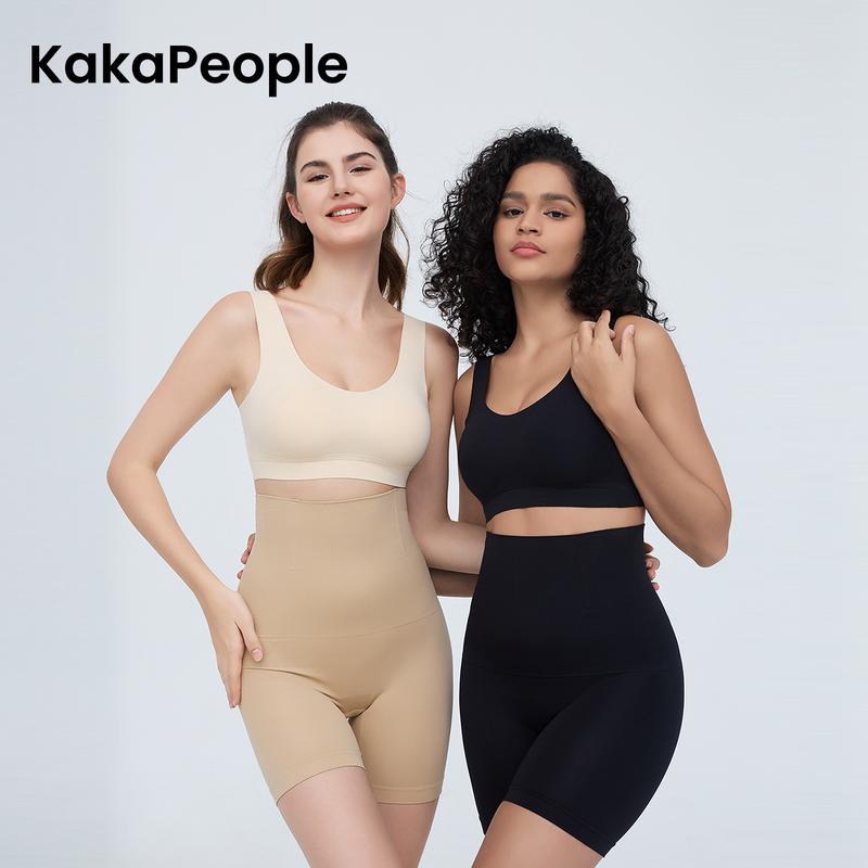 A woman wearing Arenzza women's tummy control and butt-lifting shapewear, showcasing a smooth, slimming fit under clothing.