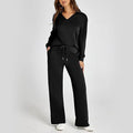 A woman wearing a soft, breathable Arenzza women's casual sweatsuit set, relaxed fit, perfect for lounge or sport activities.