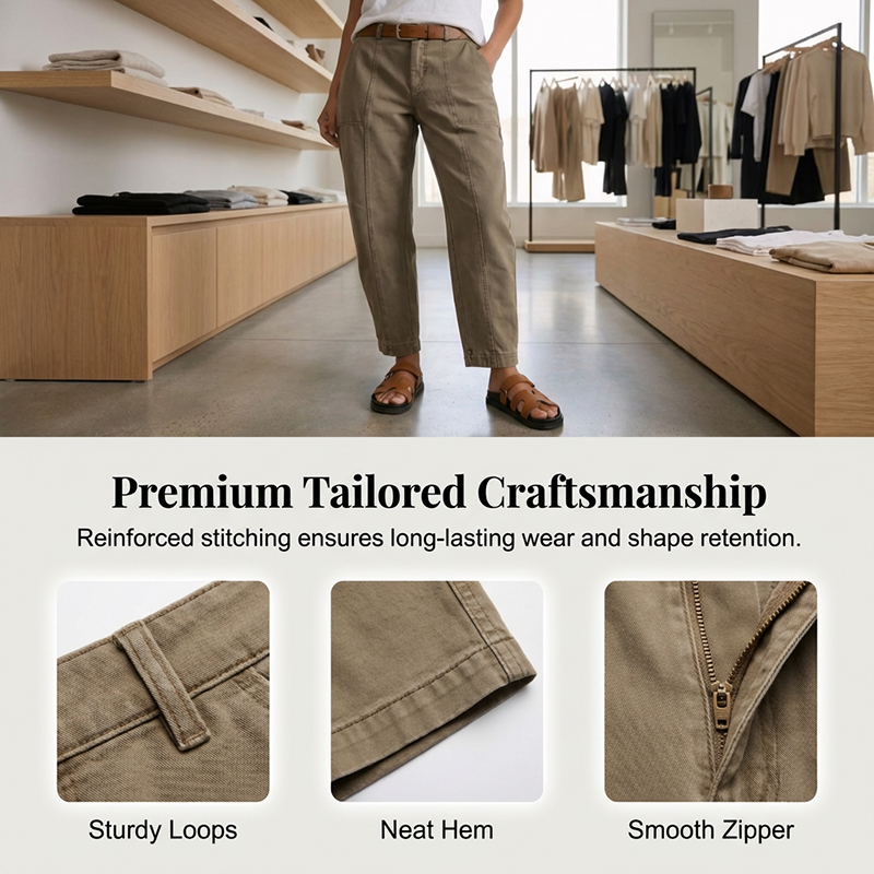 A pair of women's high-waist tapered utility pants by Arenzza featuring practical pockets, slim fit, and wrinkle-resistant fabric.