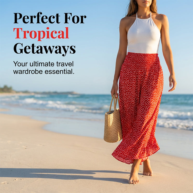 Women’s flowy high waist wide-leg pants by Arenzza, showcasing their relaxed fit, chic style, and comfortable fabric.