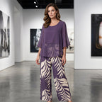 Arenzza women's elegant flowy top and printed pants set, showcasing lightweight fabric and stylish design for casual wear.