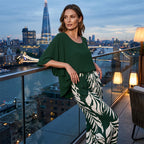 Arenzza women's elegant flowy top and printed pants set, featuring a stylish, comfortable clothing ensemble perfect for casual wear.