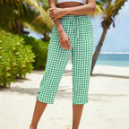 A pair of women's plaid capri pants by Arenzza, featuring a summer style with a comfortable fit and stylish design.