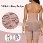 Arenzza butt lifting tummy control bodysuit shapewear, black and seamless, designed for shaping and support with adjustable straps.