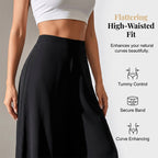 A woman wearing Arenzza women's flowing chiffon wide-leg pants in a relaxed fit, perfect for casual or dressy occasions.