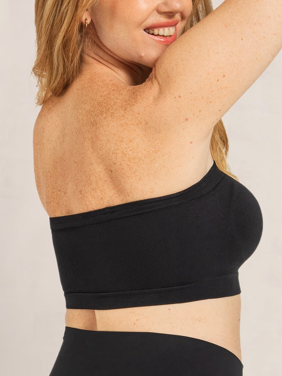 A white Arenzza convertible strapless bandeau bra with wireless design, anti-slip grip, and removable straps displayed on a plain background.