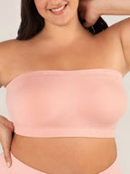 Arenzza convertible strapless bandeau bra with wireless design, anti-slip grip, and removable straps, shown on a model.