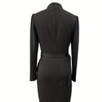 A women's elegant V-neck slim-fitting dress by Arenzza, featuring a sophisticated design perfect for stylish occasions.