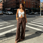 Women's lightweight cotton-linen palazzo pants by Arenzza, summer classical style with relaxed fit and breezy fabric.