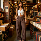 Women’s summer cotton-linen lightweight palazzo pants by Arenzza, featuring a relaxed fit and breathable fabric for warm weather.