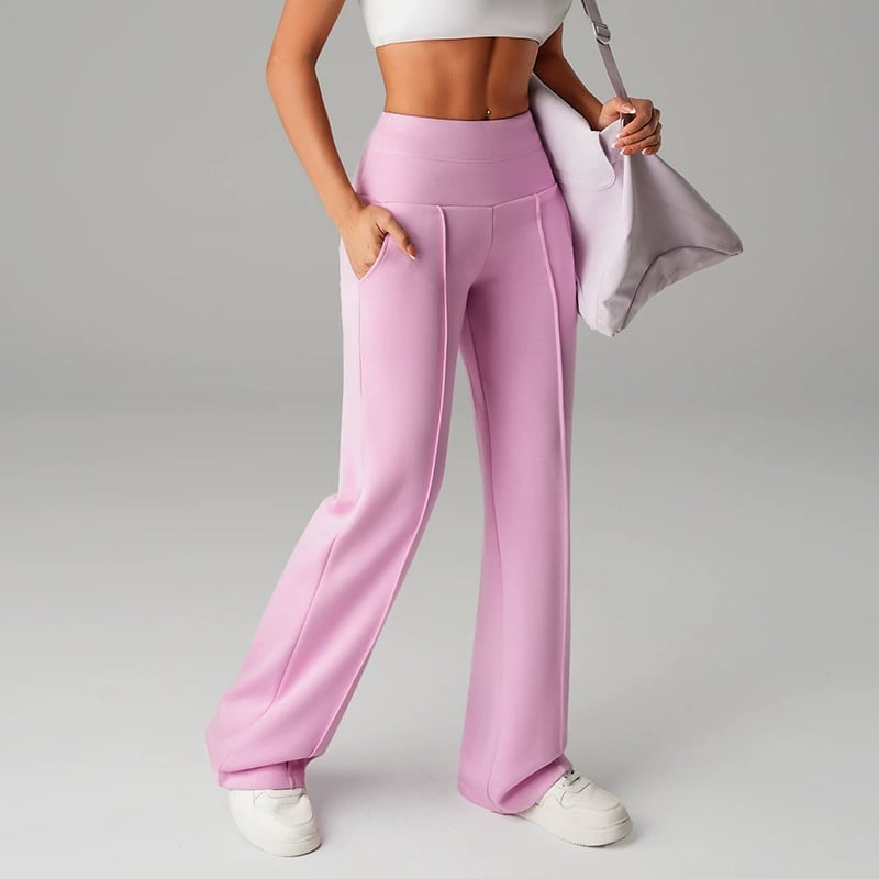 A pair of women's plain loose straight-leg pants by Arenzza, shown in a neutral color, casual and comfortable fit.