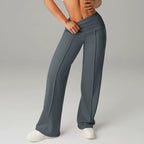 A pair of women's loose straight-leg pants by Arenzza in a plain, neutral fabric, shown flat on a white background.