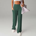 A pair of women's plain loose straight-leg pants by Arenzza in a neutral color, shown on a model against a white background.