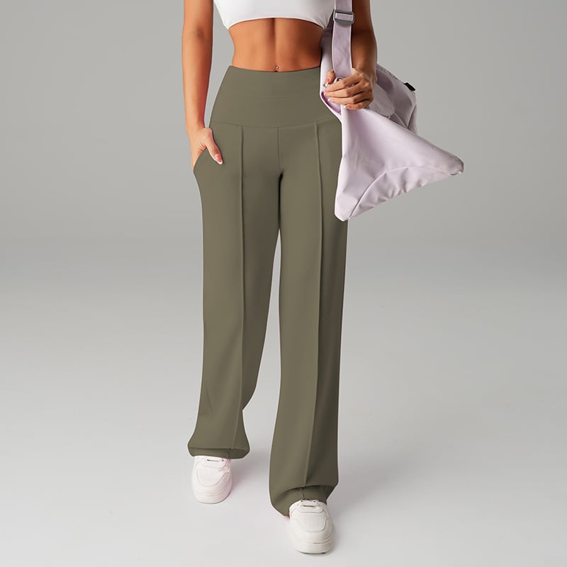 A pair of white women's loose straight leg pants by Arenzza, made from lightweight fabric, displayed flat on a neutral background.