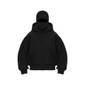 A black Ninja zip-up hoodie with front pockets and a hood, worn by a model, by Arenzza, showcasing its casual fit and design.