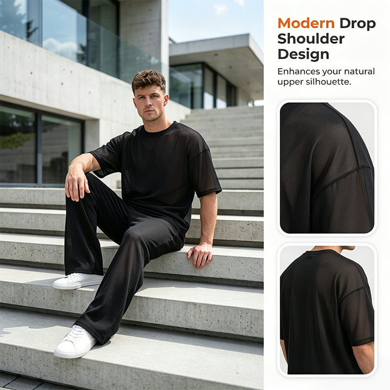 Men's Arenzza 2-piece set featuring a casual t-shirt and wide-leg pants, stylish and comfortable clothing for everyday wear.