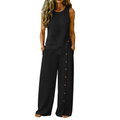 A woman wearing a sleeveless top and wide-leg trousers set from Arenzza, casual and stylish outfit for everyday wear.