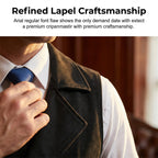 Men's retro slim fit dress vest by Arenzza, suitable for suits or tuxedos, in brown and black fabric, displayed on a hanger.