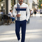 A men's graphic print pullover and pants set by Arenzza, featuring a stylish coordinated outfit with bold graphic designs.