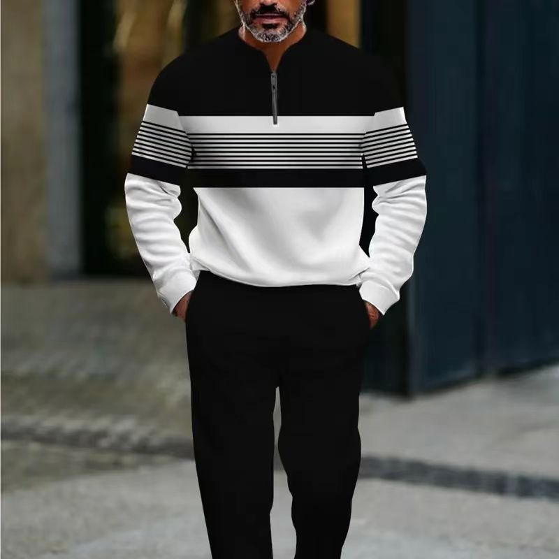 Men's graphic print pullover and pants set by Arenzza, featuring a stylish matching clothing ensemble with bold graphic designs.