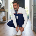 Men's graphic print pullover and pants set by Arenzza, featuring a stylish matching clothing ensemble with bold designs.
