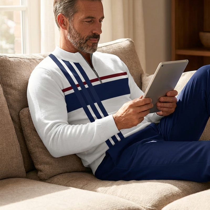Men's graphic print pullover and pants set by Arenzza, featuring a casual, stylish design with bold graphic patterns.