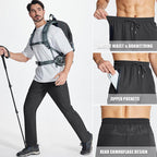 Men's lightweight athletic pants by Arenzza with zipper pockets, shown in dark color, designed for active wear and comfort.