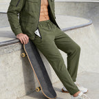Men's lightweight athletic pants with zipper pockets by Arenzza, shown in black with a slim fit and elastic waistband.