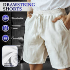 Men's cotton linen shorts with elastic drawstring in solid color, available in sizes S to 3XL, by Arenzza.