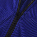 A black Arenzza solid color half zip seamless jumpsuit with long sleeves and fitted design, displayed flat on a white background.