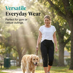 A pair of Arenzza women's quick-dry stretchy Capri pants showing lightweight, breathable fabric ideal for travel, yoga, or everyday wear.